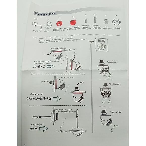 Back Up Micro Camera ENREDO J-250 HD 800TVL/Night Vision for Autos - Picture 5 of 6